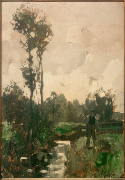 Farmer by the Stream by Thomas Ludwig Herbst